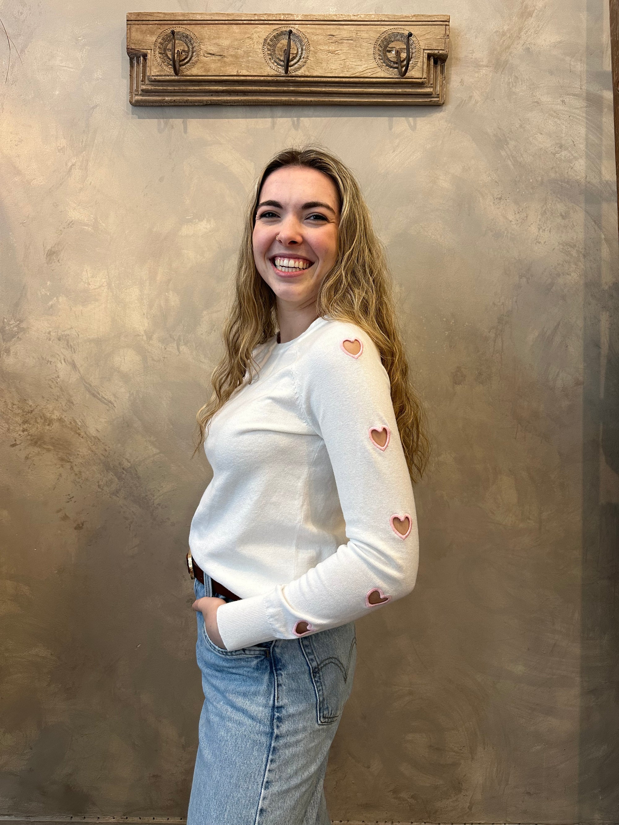 Heart on my Sleeve Sweater - White