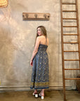 Odette Strapless Dress - Blue Floral