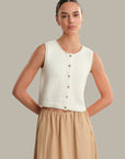 Ella Button Front Vest - Chalk