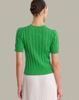 Arden Pointelle Puff Sleeve Top - Kelly Green