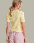 Arden Pointelle Puff Sleeve Top - Lemon Icing