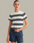 Nerida Striped Sweater Tee - Chalk & Blue