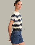 Nerida Striped Sweater Tee - Chalk & Blue