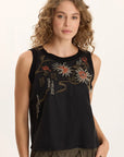 Embroidered Katrine Tank - Black