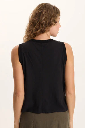 Embroidered Katrine Tank - Black
