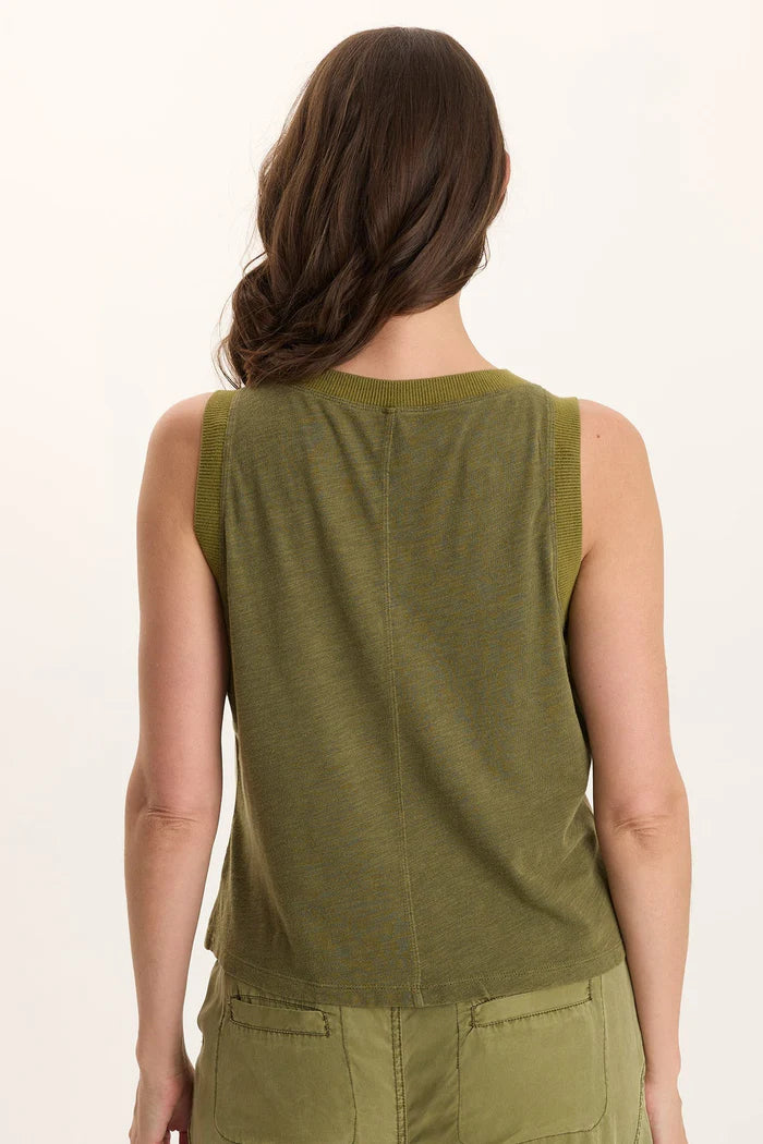 Embroidered Katrine Tank - Thicket Green