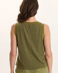 Embroidered Katrine Tank - Thicket Green