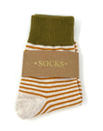 Two Tone Stripe Sock - Olive & Oat