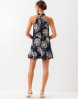 Brenda Embroidered Dress - Navy