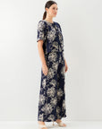 Nadine Embroidered Bow Top - Navy