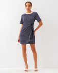 Darla Side Knot Dress - Navy & Cream Stripe