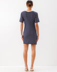 Darla Side Knot Dress - Navy & Cream Stripe