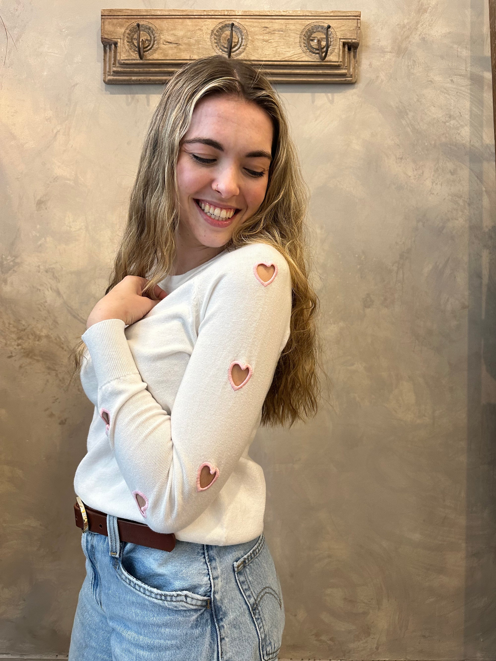 Heart on my Sleeve Sweater - White