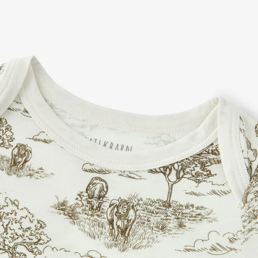 Country Toile Stretch Long-Sleeve One Piece