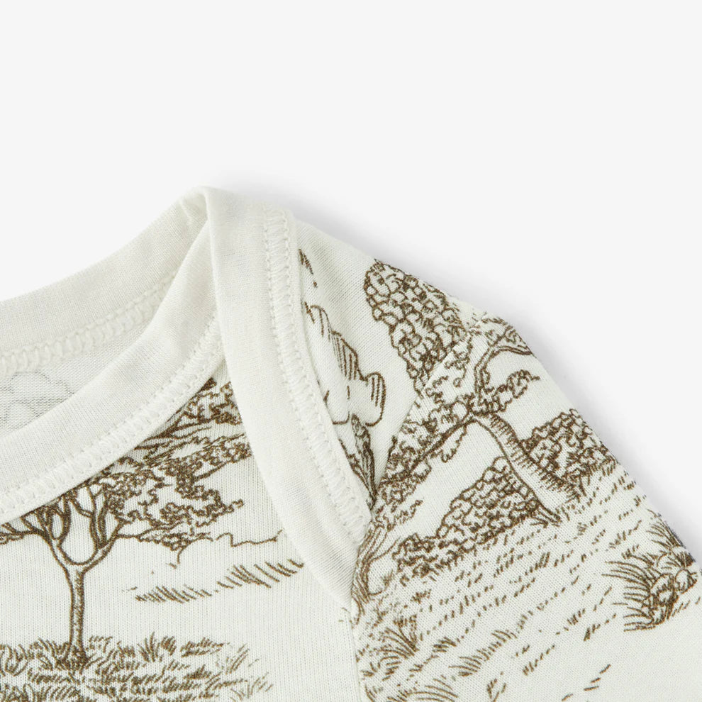 Country Toile Stretch Long-Sleeve One Piece