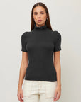 Jane Short Sleeve Turtleneck - Black