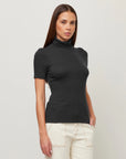 Jane Short Sleeve Turtleneck - Black