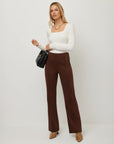 Ellie Faux Suede Bootcut Pants - Wood