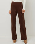 Ellie Faux Suede Bootcut Pants - Wood