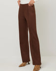 Ellie Faux Suede Bootcut Pants - Wood