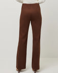 Ellie Faux Suede Bootcut Pants - Wood