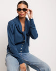 Wren Scarf Cardigan - Blue