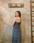 Odette Strapless Dress - Blue Floral