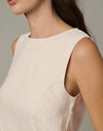 Boat Neck Shell Top - Beige Stripe