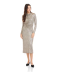 Ruched Selena Midi Dress - Gold