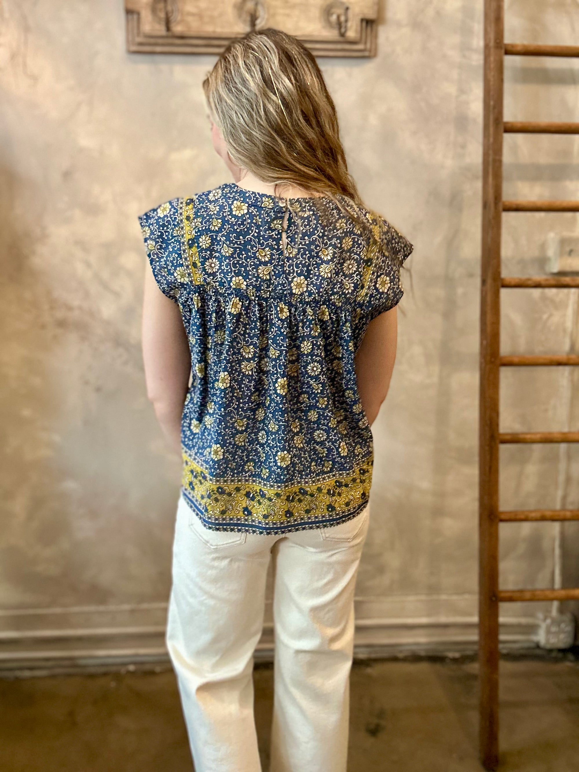 Selene Blouse - Blue Floral