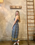 Odette Strapless Dress - Blue Floral