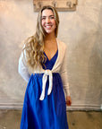 Tie Front Pointelle Cardigan - White