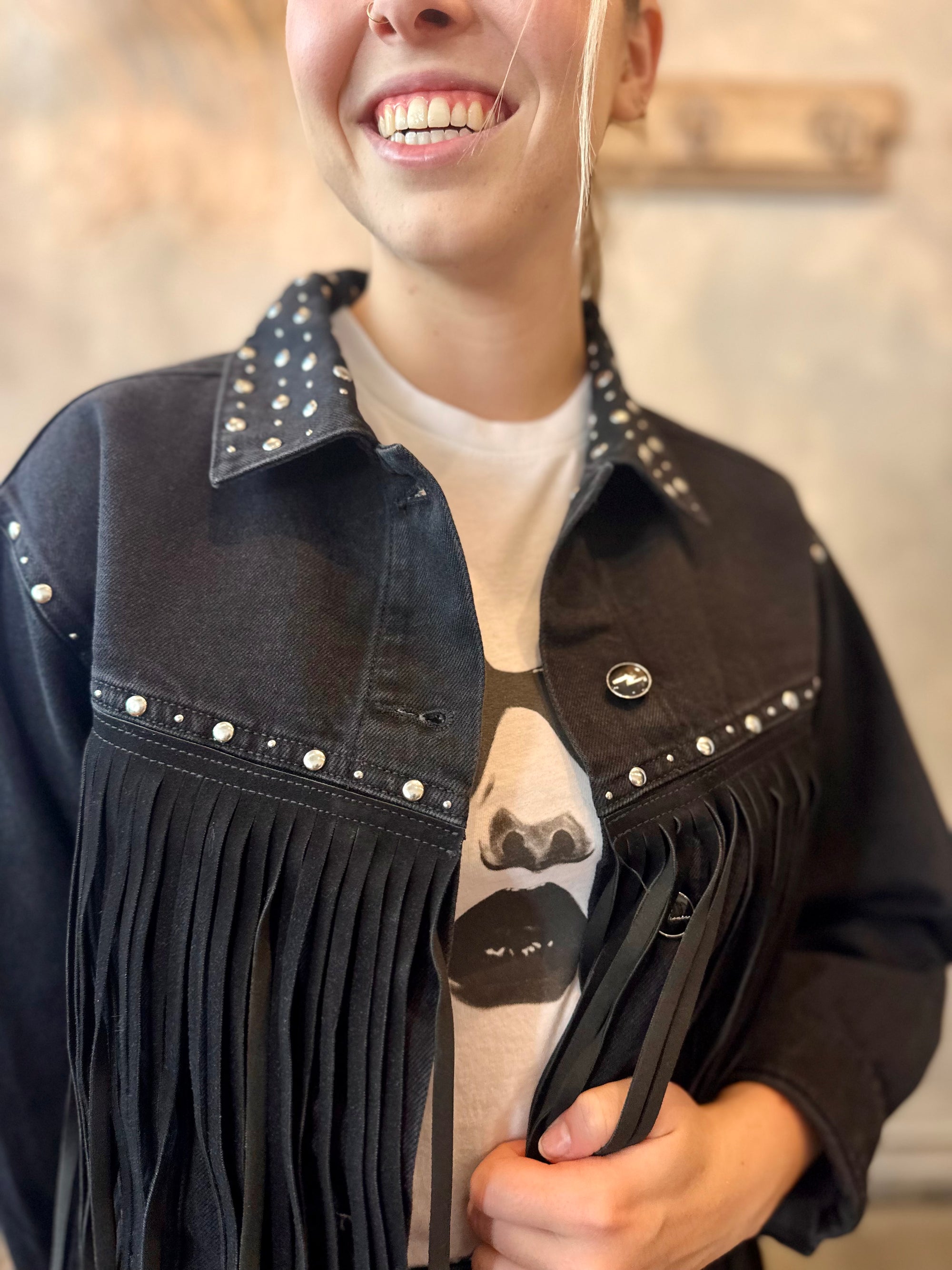 Jenna Fringe Denim Jacket