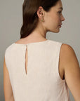 Boat Neck Shell Top - Beige Stripe