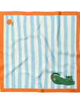 Green Cat Stripe Cotton Bandana