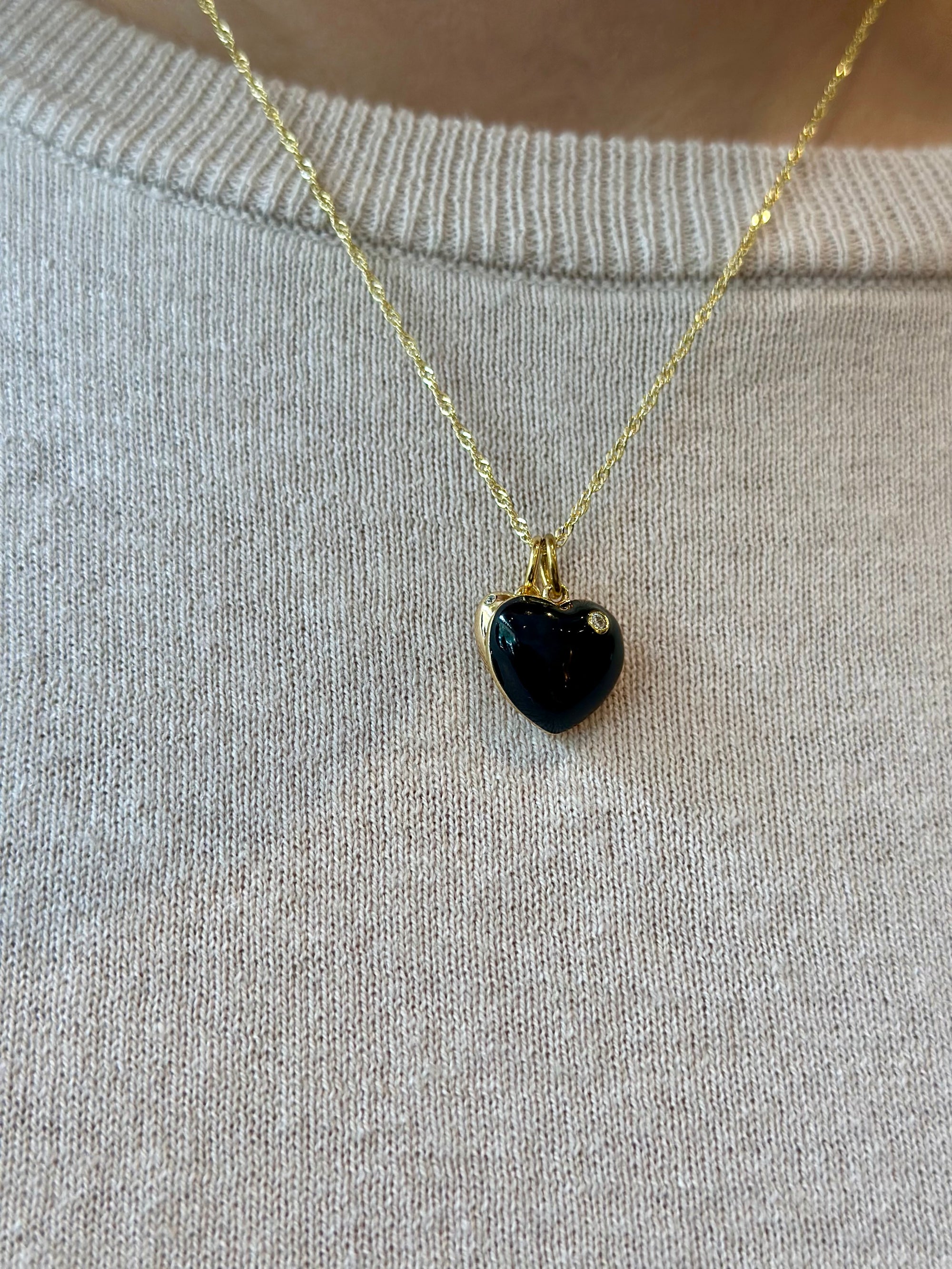 TCP Black Puff Heart Charm
