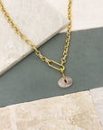 Figgy Rose Quartz Wide Oval Charm