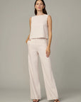 Boat Neck Shell Top - Beige Stripe