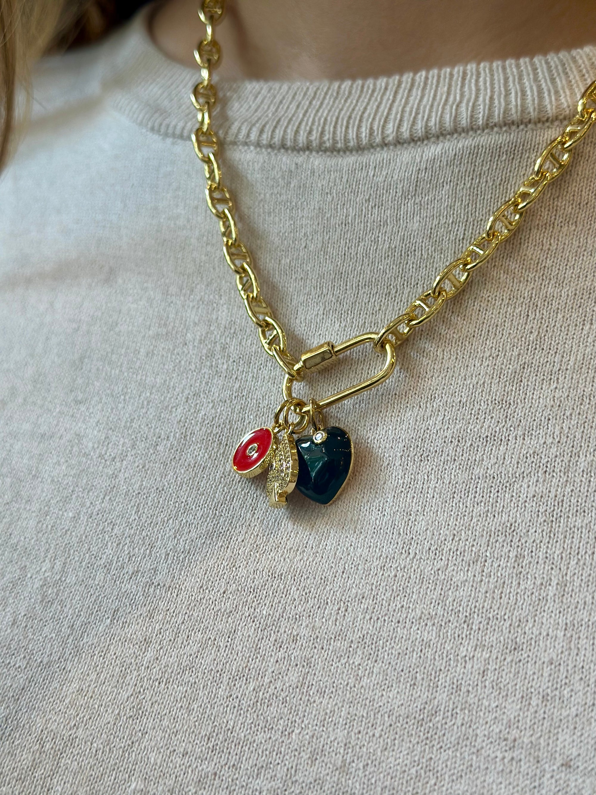 TCP Black Puff Heart Charm