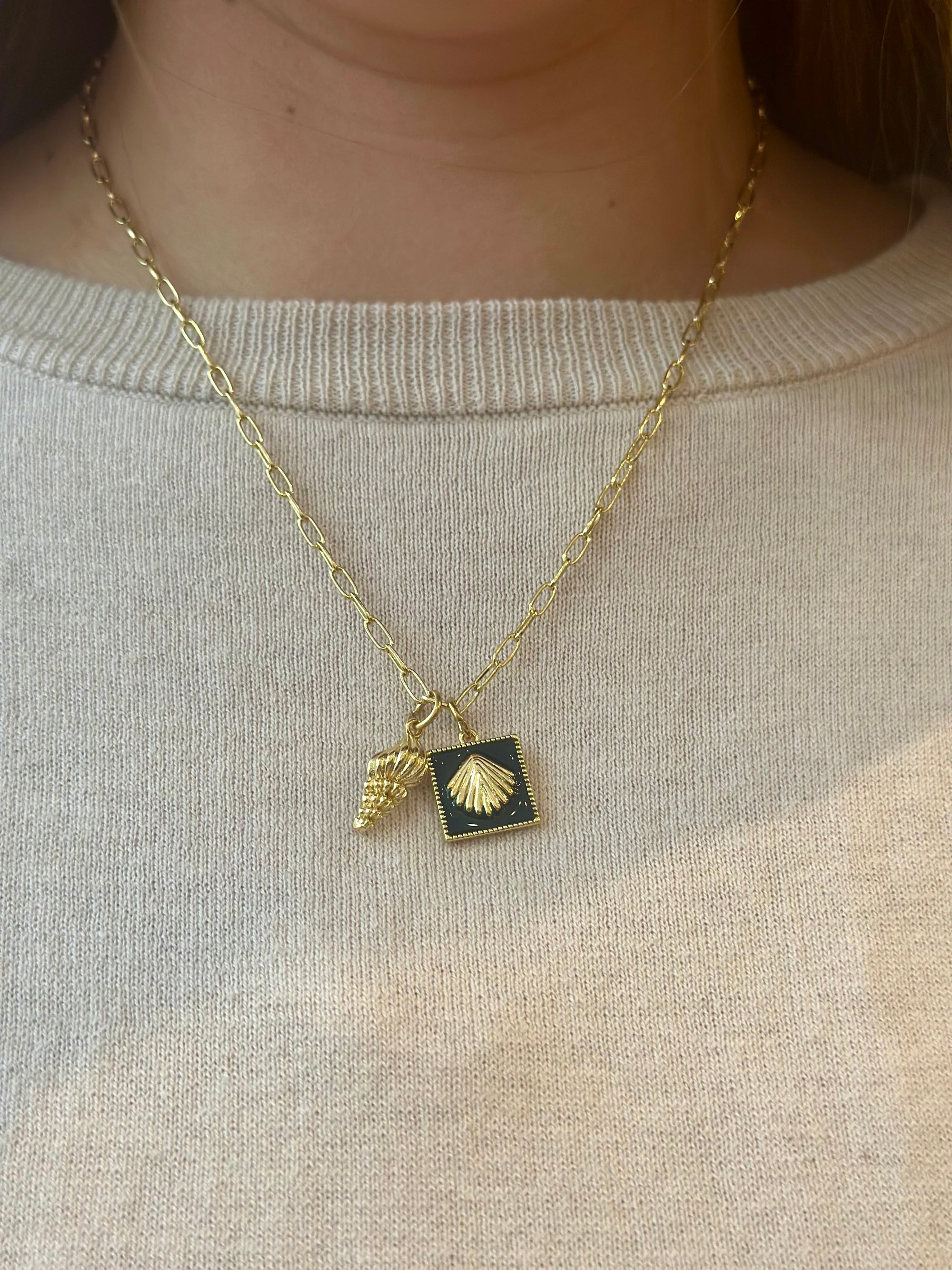 TCP Black Square Shell Charm