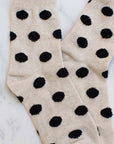 Polka Dot Puff Sock - Beige