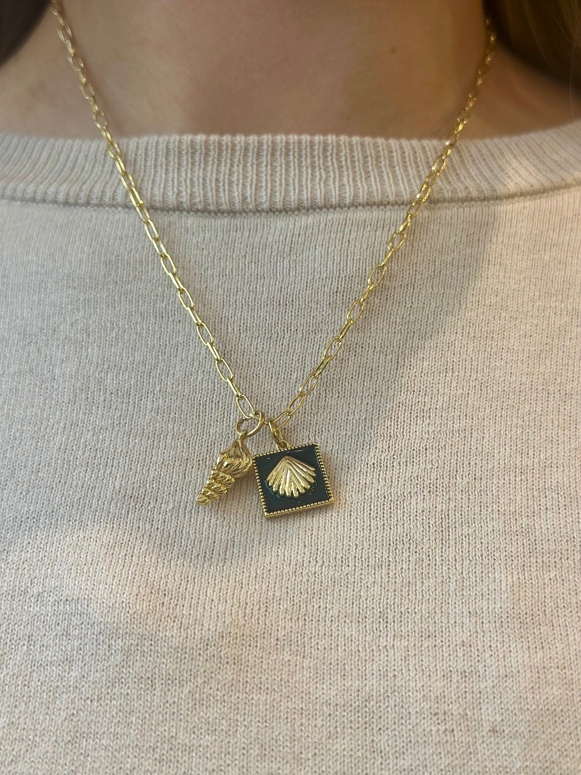 TCP Black Square Shell Charm