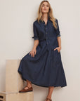 Drapey Denim Cargo Skirt - Dark Wash