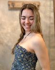 Odette Strapless Dress - Blue Floral