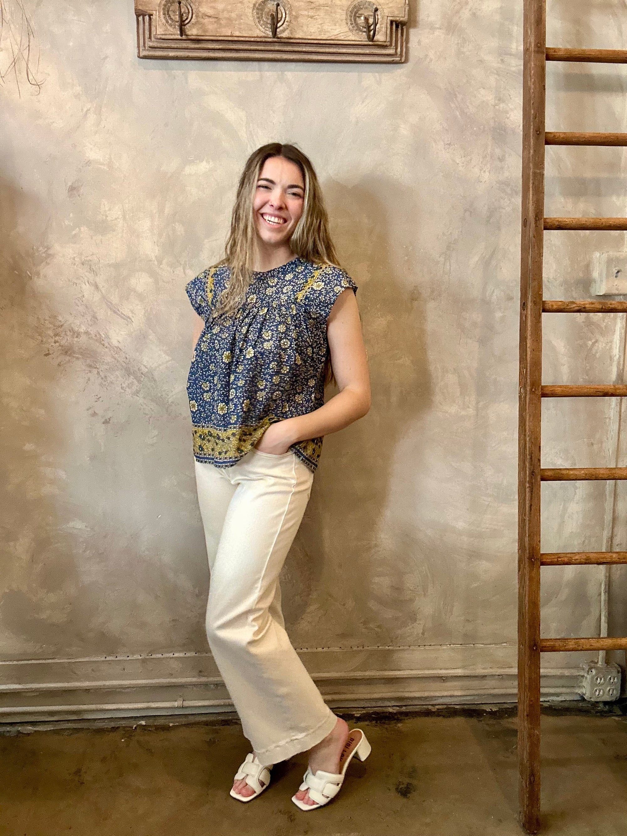 Selene Blouse - Blue Floral