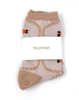 Antique Floral Socks - Beige & Coral