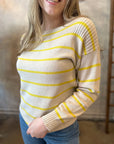 Callie Stripe Sweater - Sun & Latte