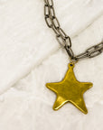 Mixed Metal Star Drop Necklace