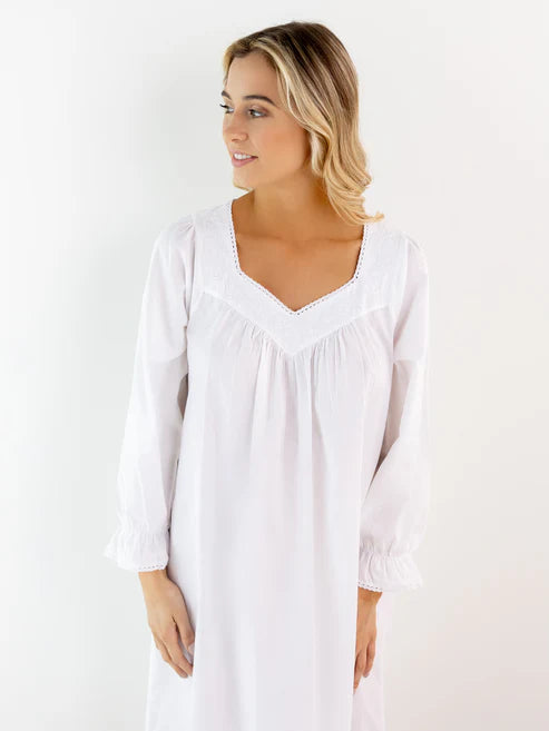 Jacaranda Adelaide White Cotton Nightgown Large
