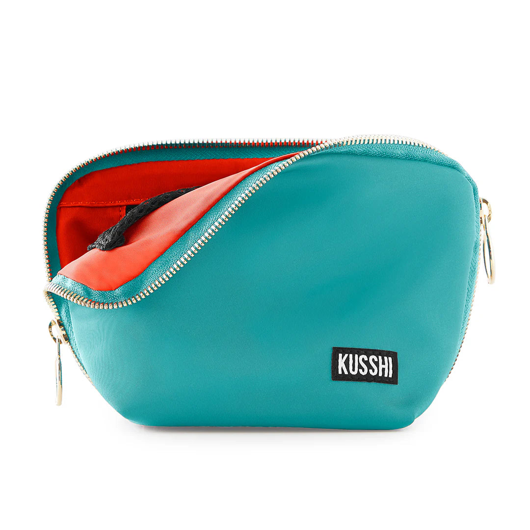 Kusshi Everyday Makeup Bag - Seafoam Green & Orange